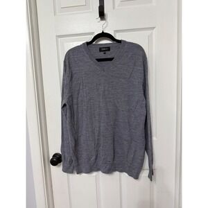 Quince Mens XL 100% Merino Wool V-Neck Sweater Heather Grey
